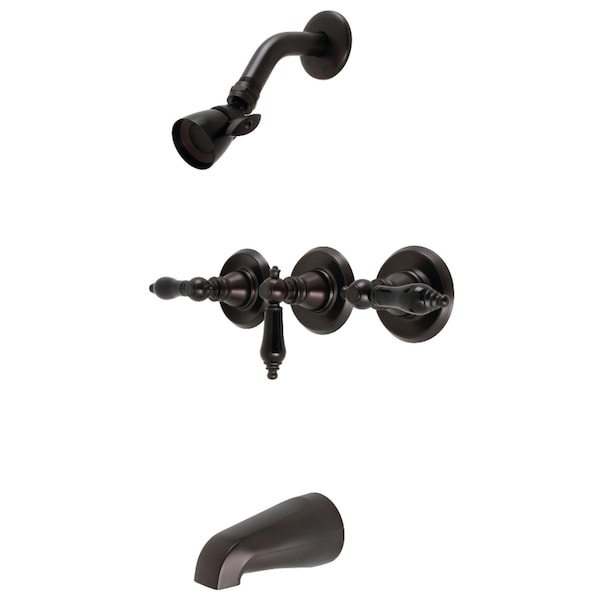 ThreeHandle Tub and Shower Faucet, Oil Rubbed Bronze